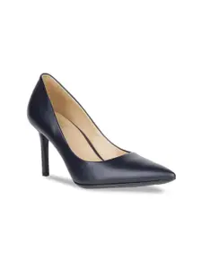 Naturalizer Women Navy Blue Solid Leather Pumps