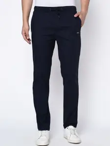 Octave Men Navy Solid Straight-Fit Track Pants