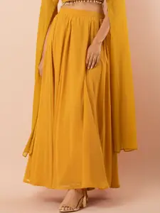 INDYA Mustard Yellow Flared Maxi Skirt