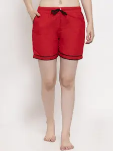 Secret Wish Women Red Solid Lounge Shorts