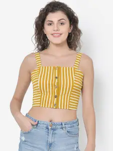 Martini Women Yellow Striped Fitted Top