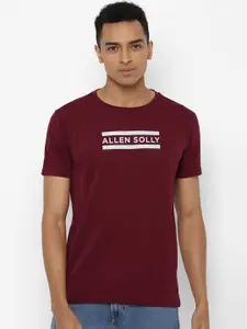 Allen Solly Men Maroon Printed Round Neck Pure Cotton T-shirt