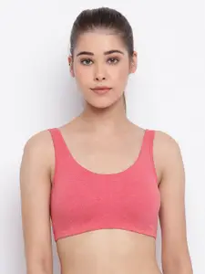 Enamor Pink Non-Wired Non Padded Full Coverage Low Impact Slip on Sports Bra SB06