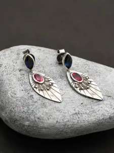 Silvermerc Designs Silver-Toned & Pink Contemporary Drop Earrings