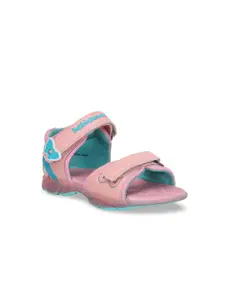 Bubblegummers Girls Pink Solid PU Open Toe Flats