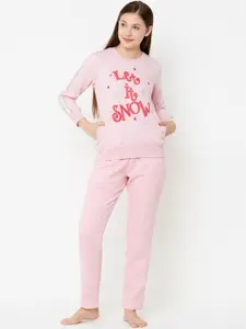 Sweet Dreams Women Pink Printed Night Suit