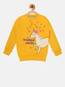 Lazy Shark Girls Yellow Printed Sweatshirt