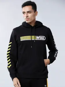 LOCOMOTIVE Men Black Printed Hooded Sweatshirt