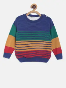 MINI KLUB Boys Blue Striped Acrylic Pullover Sweater