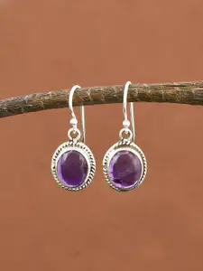 Silvermerc Designs Silver-Plated Sterling Silver Oynx Oval Drop Earrings