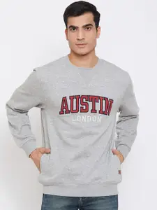 Austin wood Men Grey Printed Sweatshirt
