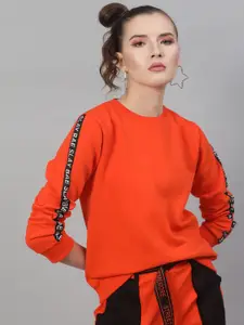 STREET 9 Women Orange Solid Sweatshirt