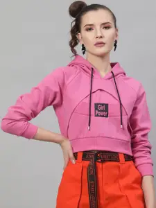 STREET 9 Women Pink Printed Hooded Sweatshirt