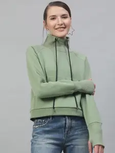 STREET 9 Women Green Solid Sweatshirt