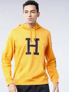 HIGHLANDER Men Yellow Printed Hooded Sweatshirt