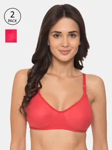KOMLI Pack of 2 Solid Non-Wired Non Padded Everyday Bra K-983-CRL