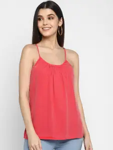Aditi Wasan Women Coral Red Solid A-Line Top