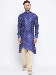 NAMASKAR Men Blue Woven Design Straight Kurta