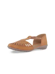 Khadims Women Tan Solid Sandals
