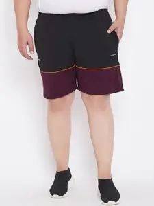 bigbanana Men Black & Maroon Colourblocked Regular Fit Sports Shorts