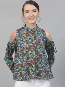 STREET 9 Women Multicoloured Floral Printed Shirt Style Top