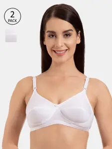 KOMLI Pack Of 2 White Solid Non-Wired Heavily Padded Everyday Bra K-9113-2PC-WH-30B