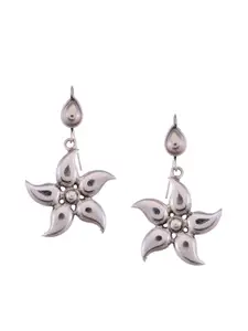 Silvermerc Designs Silver-Toned Floral Drop Earrings