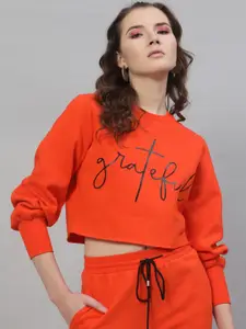 STREET 9 Women Orange Printed Sweatshirt