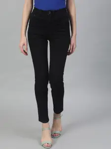 STREET 9 Women Black Slim Fit High-Rise Low Distress Stretchable Jeans