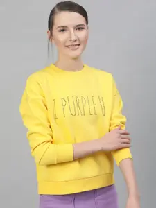 STREET 9 Women Yellow Embellished Sweatshirt