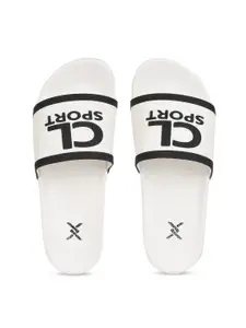 Carlton London sports Women White & Black Printed Comfort Sliders