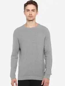 Red Chief Men Grey Solid Pullover Sweater