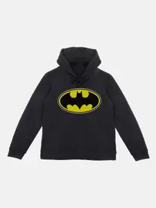 Batman Boys Black Batman Printed Hooded Sweatshirt With Attached Face Covering