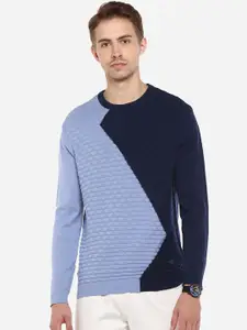 Red Chief Men Blue Colourblocked Pullover Sweater