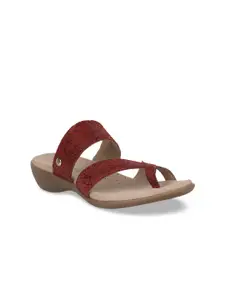 Hush Puppies Women Maroon Printed Leather Sandals