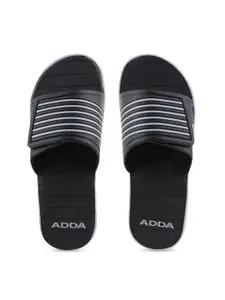 Adda Men Black Striped Sliders