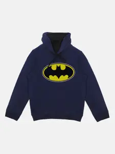 Batman Boys Blue Printed Hooded Sweatshirt With Attached Face Covering