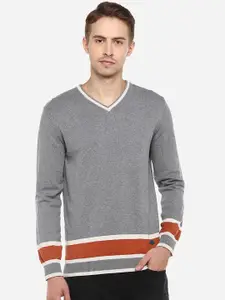Red Chief Men Grey Striped Pullover