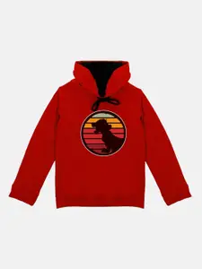 Disney by Wear Your Mind Boys Red Printed Hooded Sweatshirt With Attached Face Covering