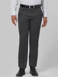 Park Avenue Men Grey Regular Fit Solid Formal Trousers