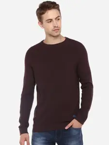Red Chief Men Maroon Solid Sweater