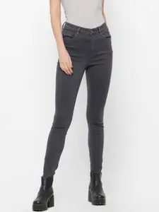 FOREVER 21 Women Grey Regular Fit Mid-Rise Clean Look Stretchable Jeans