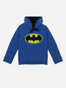 Batman Boys Blue Batman Printed Hooded Sweatshirt With Attached Face Covering