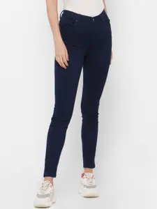 FOREVER 21 Women Navy Blue Skinny Fit Mid-Rise Clean Look Stretchable Jeans