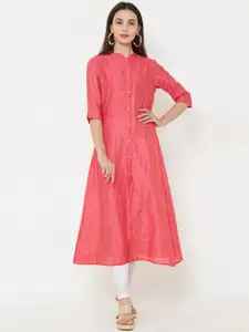 FASHOR Women Pink Solid A-Line Kurta