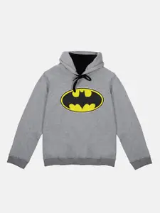 Batman Boys Grey Batman Printed Hooded Sweatshirt With Attached Face Covering