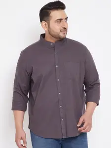 Instafab Plus Men Brown Regular Fit Self Design Casual Shirt