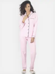 Nite Flite Women Pink Solid Nightsuit