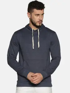 Instafab Men Blue Solid Hooded Sweatshirt
