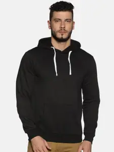 Instafab Men Black Solid Hooded Sweatshirt